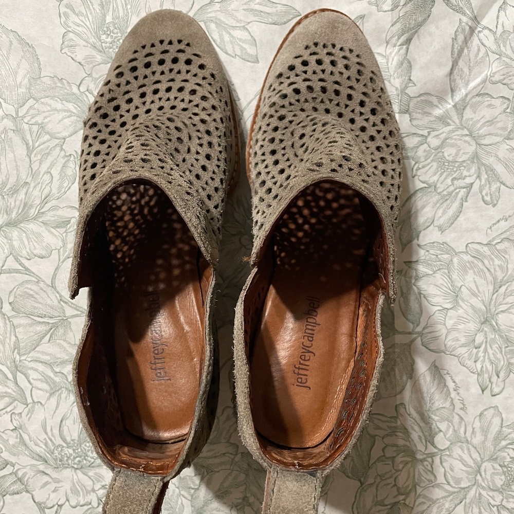 Jeffrey Campbell Taupe Perforated Ankle Booties - Picture 5 of 9
